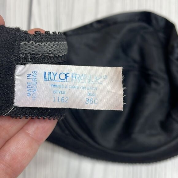 90s Vintage Lily of France Black Satin Strapless Bra 36C - Picture 4 of 4